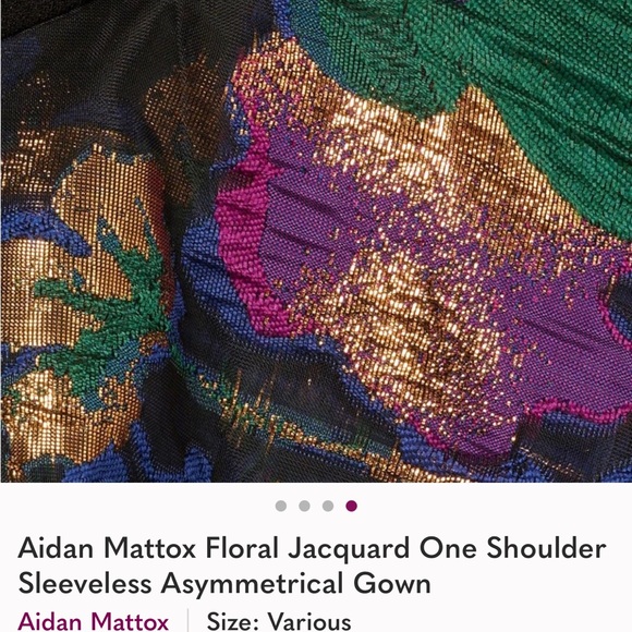 AIDAN MATTOX One Shoulder Black Dress w/Floral Layered Jacquared Fabric Sz4 - Picture 5 of 14